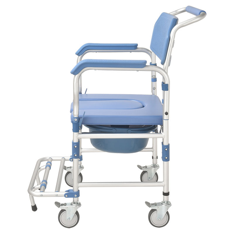 Commode Chair with 4" wheel and Free Backrest Structure - Australian Assistive Technology Centre