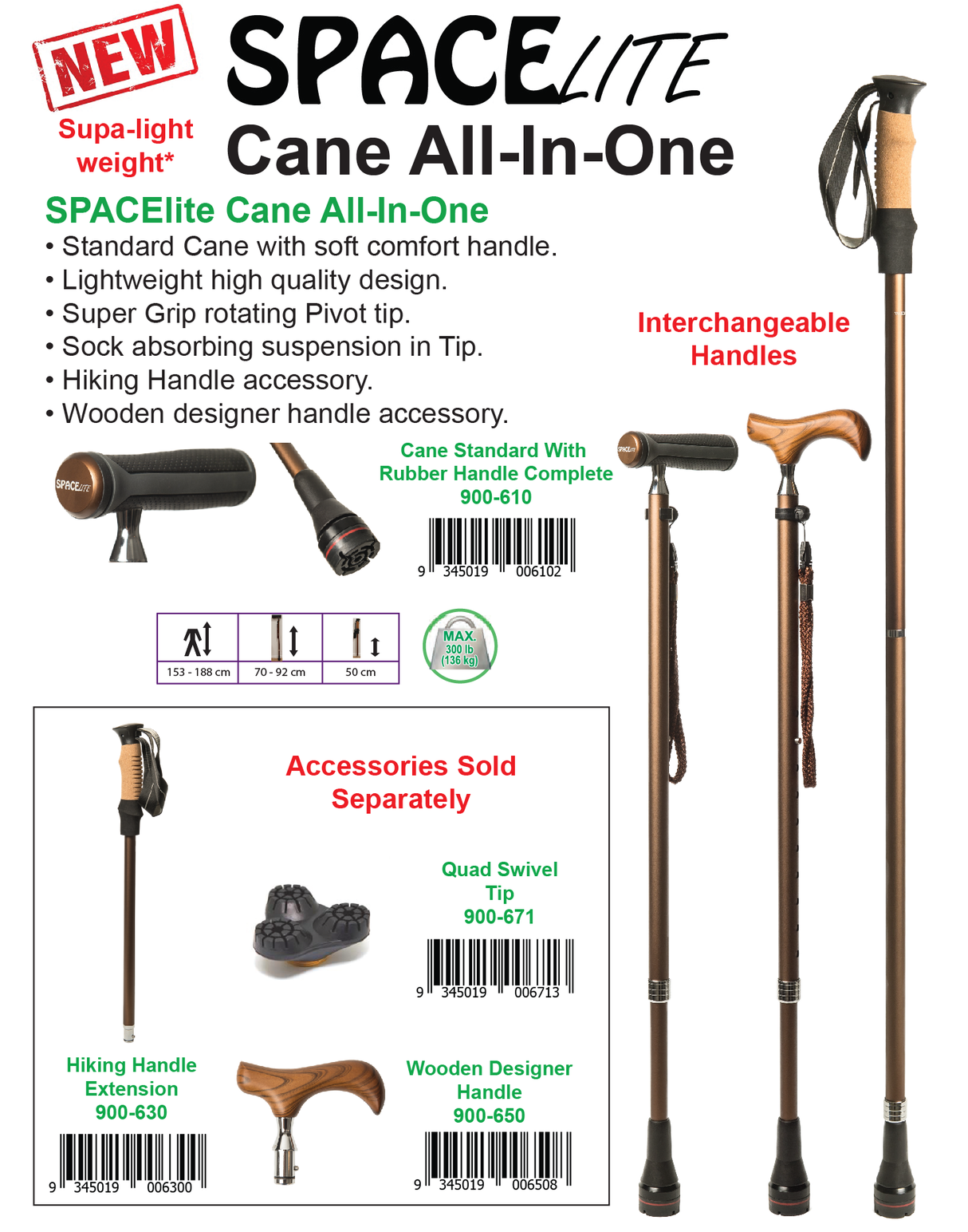 SPACElite Cane All-In-One, With Standard Soft Handle
