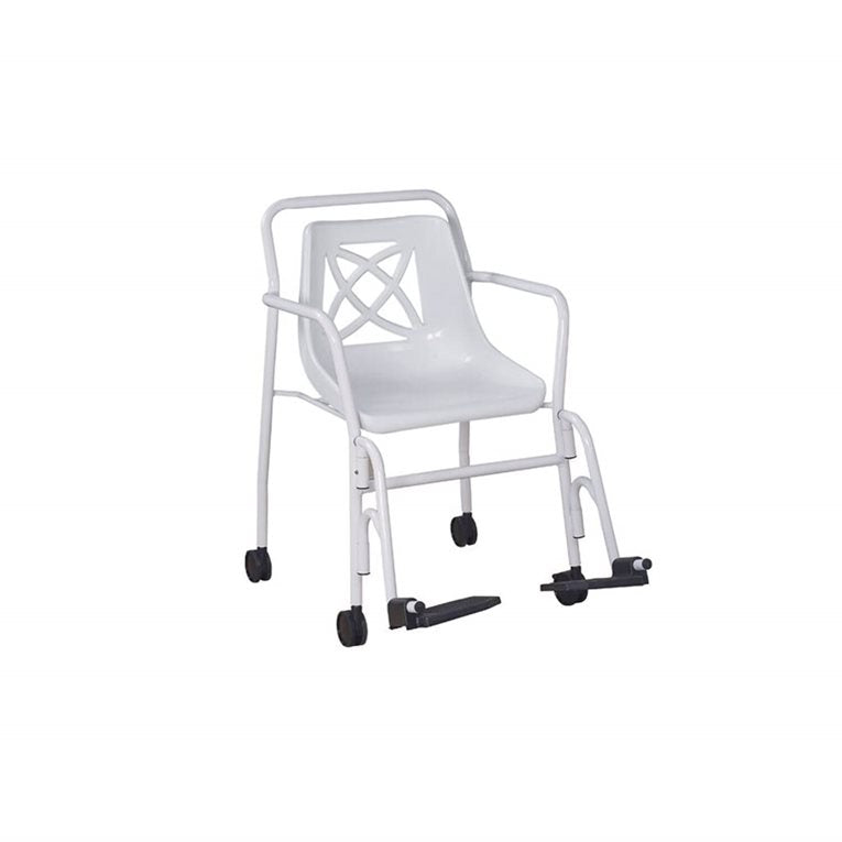 Breezy Everyday Shower Chair, Fixed Height, Wheels, Arms & Hangers - Australian Assistive Technology Centre