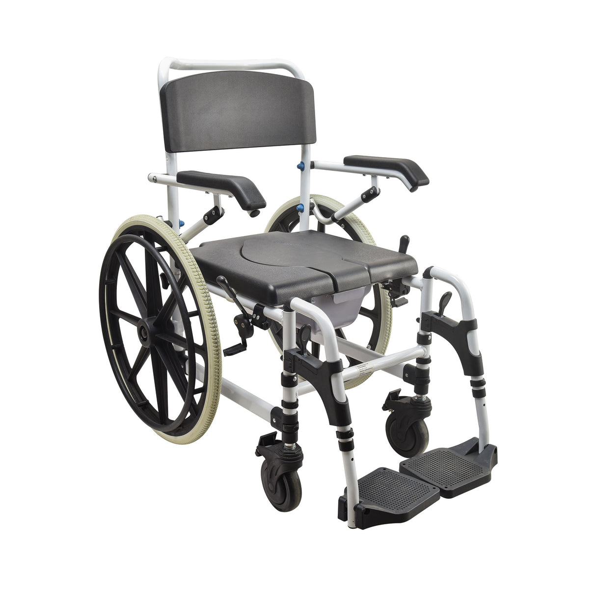 22 inch Black Wheelchair Commode Chair Made from Aluminium - Australian Assistive Technology Centre