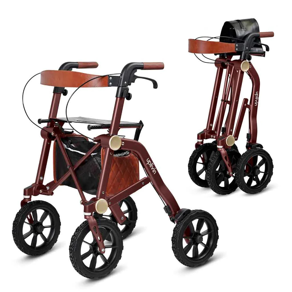 Uplivin All Terrain Trive Dual - Folding Walker - Autumn Rouge - Australian Assistive Technology Centre
