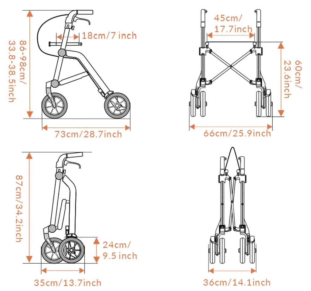 Uplivin All Terrain Trive Dual - Folding Walker - Autumn Rouge - Australian Assistive Technology Centre