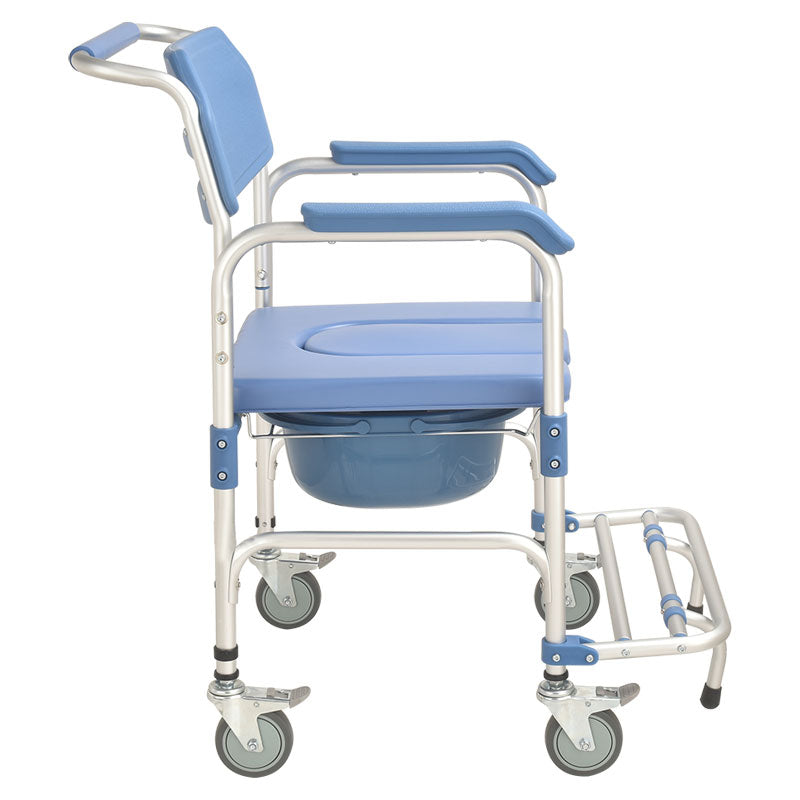 Special 4" wheel Commode Chair with Firm Feet Platform - Australian Assistive Technology Centre