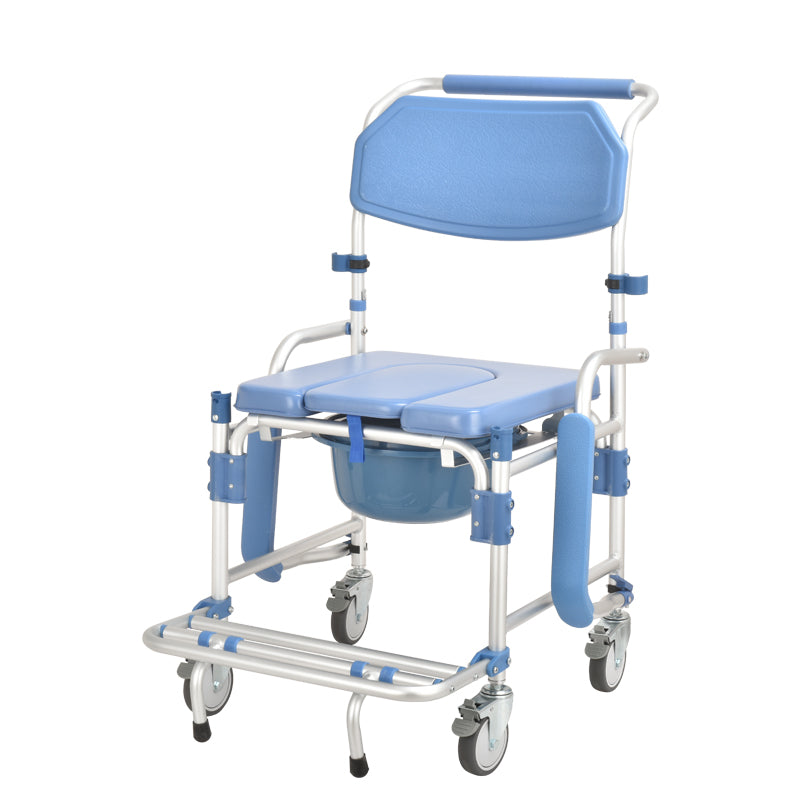 Commode Chair with 4" wheel and Free Backrest Structure - Australian Assistive Technology Centre