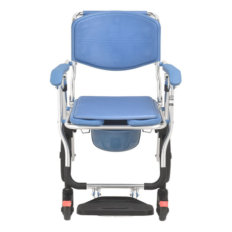 Wheeled Commode Aluminium Chair with 12 inch and 4 inch Wheel - Australian Assistive Technology Centre