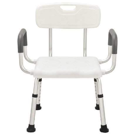 White Aluminium Bath Chair with Fast Assemble Armrest - Australian Assistive Technology Centre