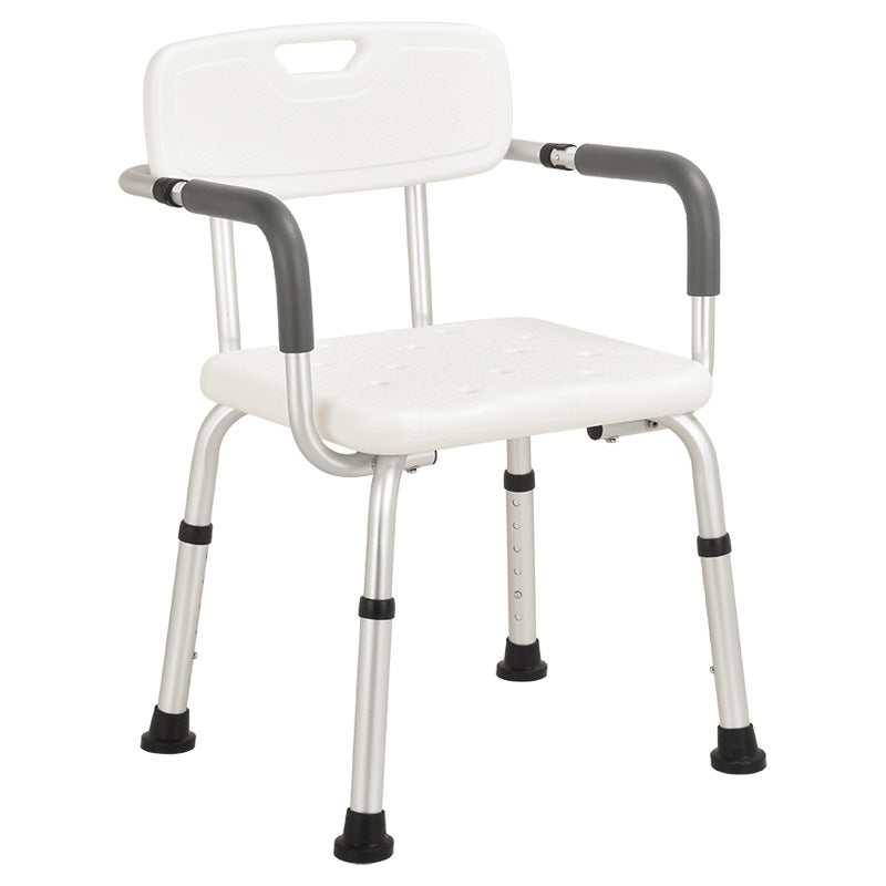 White Aluminium Bath Chair with Fast Assemble Armrest - Australian Assistive Technology Centre