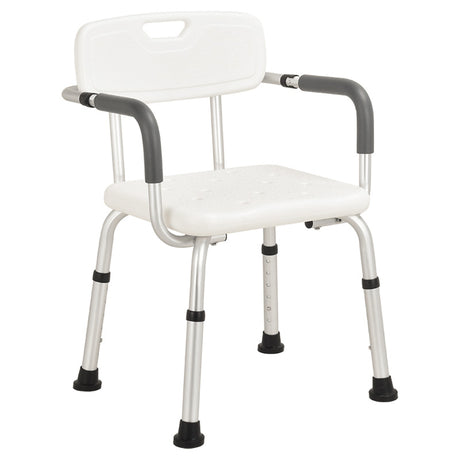 White Aluminium Bath Chair with Fast Assemble Armrest - Australian Assistive Technology Centre