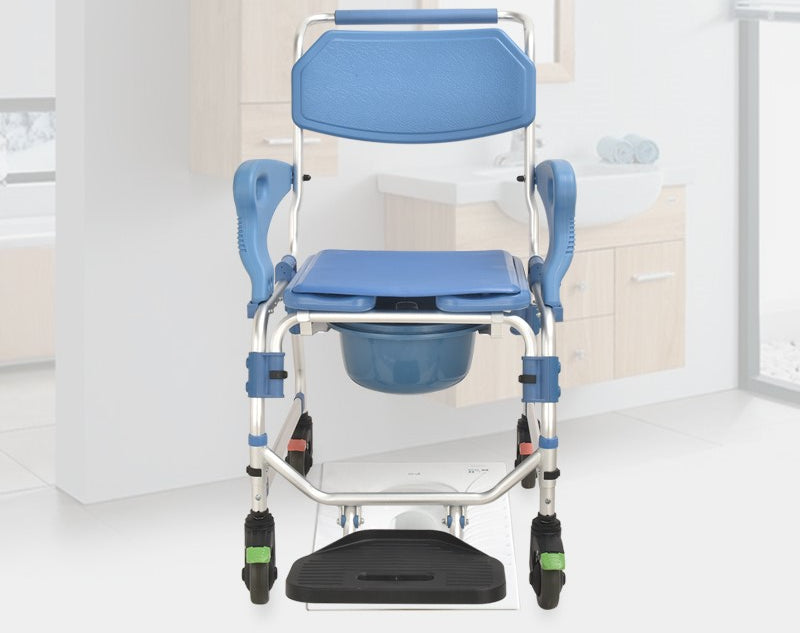 4 inch wheel Commode Chair with Flip Armrest - Australian Assistive Technology Centre