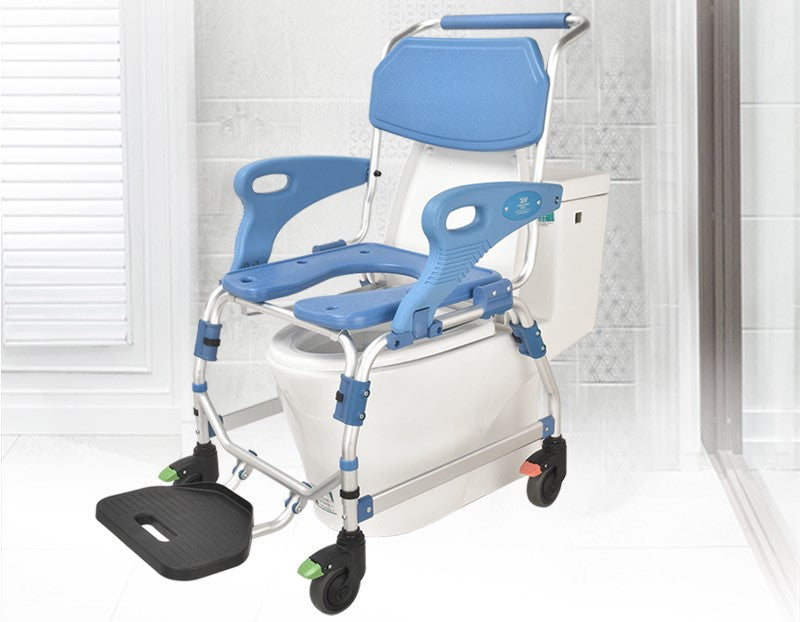4 inch wheel Commode Chair with Flip Armrest - Australian Assistive Technology Centre