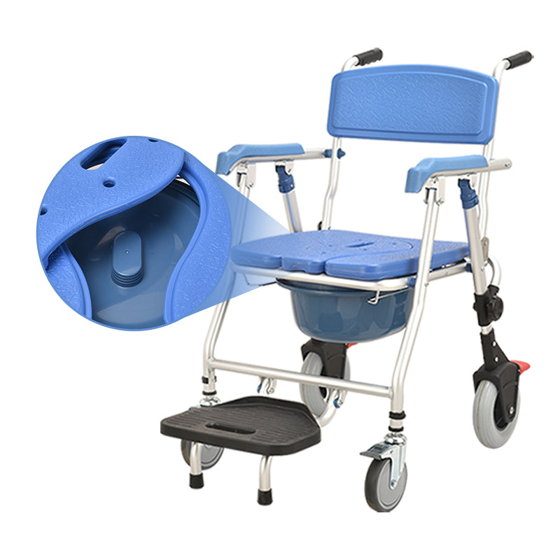 Aluminium Glossy Commode Chair with 8 inch and 5 inch - Australian Assistive Technology Centre
