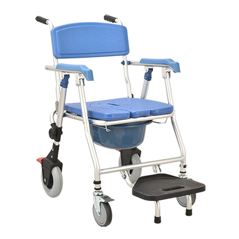 Aluminium Glossy Commode Chair with 8 inch and 5 inch - Australian Assistive Technology Centre