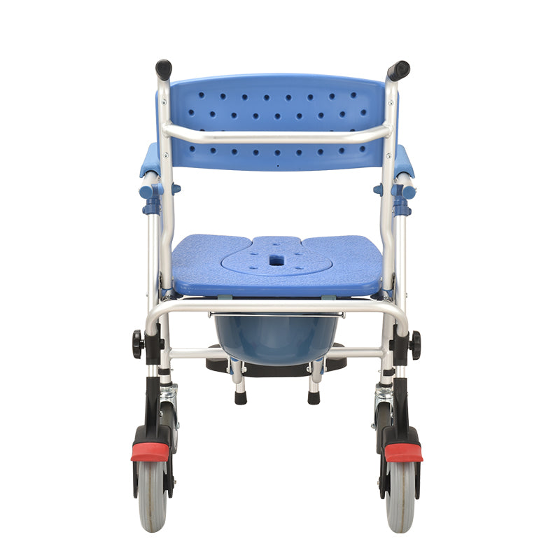 Aluminium Glossy Commode Chair with 8 inch and 5 inch - Australian Assistive Technology Centre