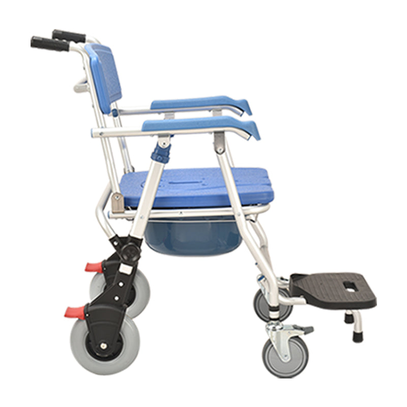Aluminium Glossy Commode Chair with 8 inch and 5 inch - Australian Assistive Technology Centre