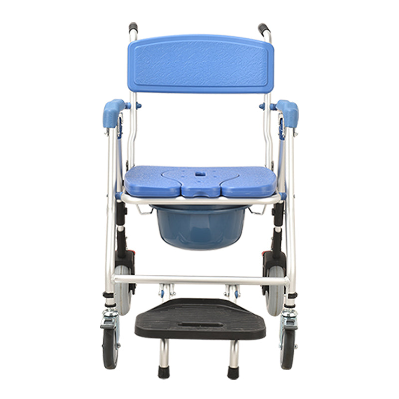 Aluminium Glossy Commode Chair with 8 inch and 5 inch - Australian Assistive Technology Centre