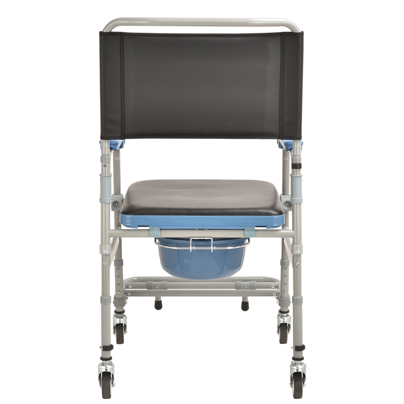 Black 3" wheel Commode Chair with Soft seat Cover - Australian Assistive Technology Centre