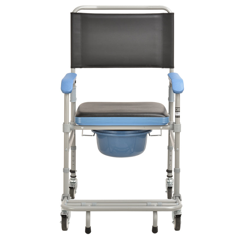Black 3" wheel Commode Chair with Soft seat Cover - Australian Assistive Technology Centre