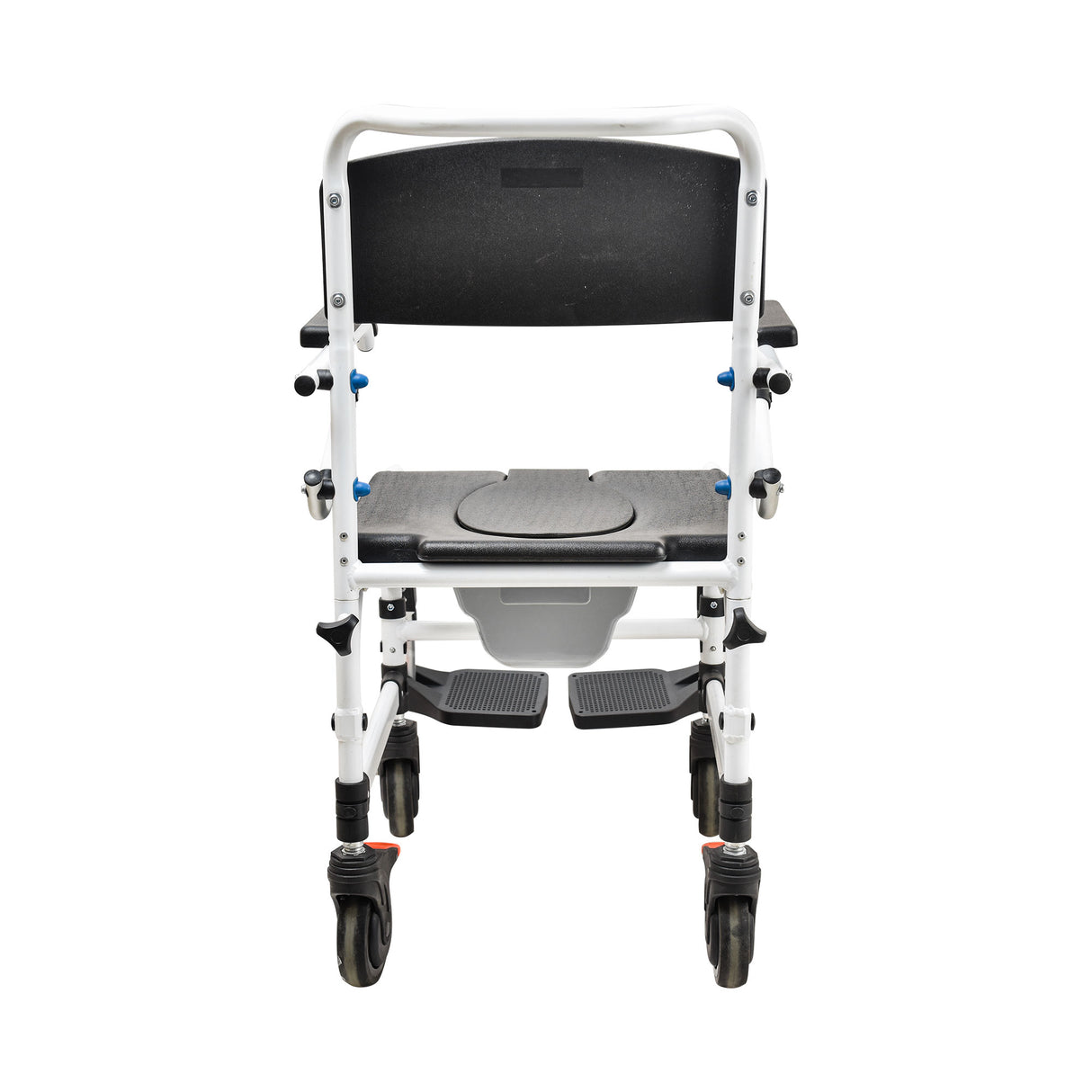Black Aluminium Commode Chair with Flipped Armrest - Australian Assistive Technology Centre