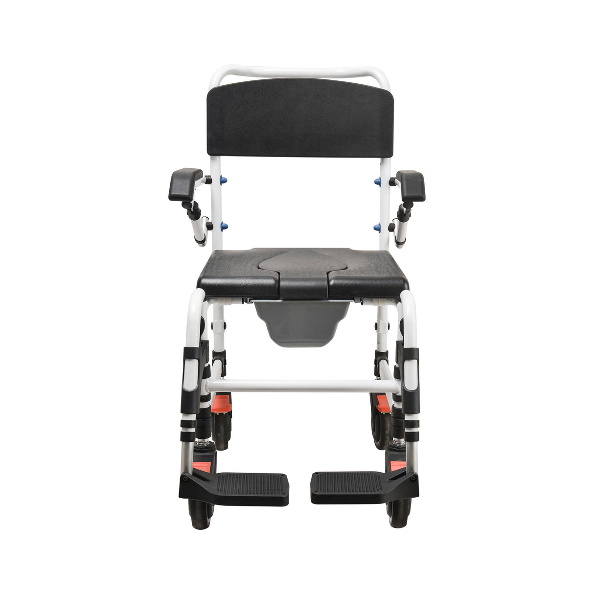 Black Aluminium Commode Chair with Flipped Armrest - Australian Assistive Technology Centre