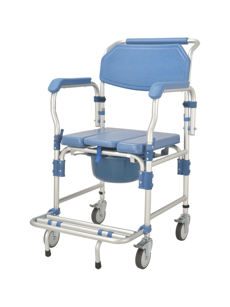 Commode Chair with 4" wheel and Free Backrest Structure - Australian Assistive Technology Centre