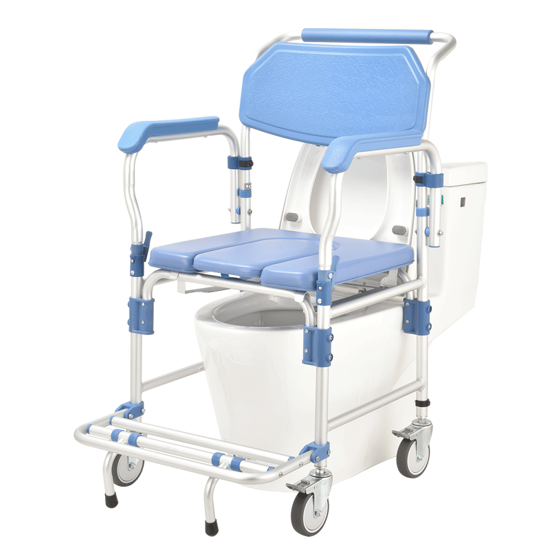 Commode Chair with 4" wheel and Free Backrest Structure - Australian Assistive Technology Centre