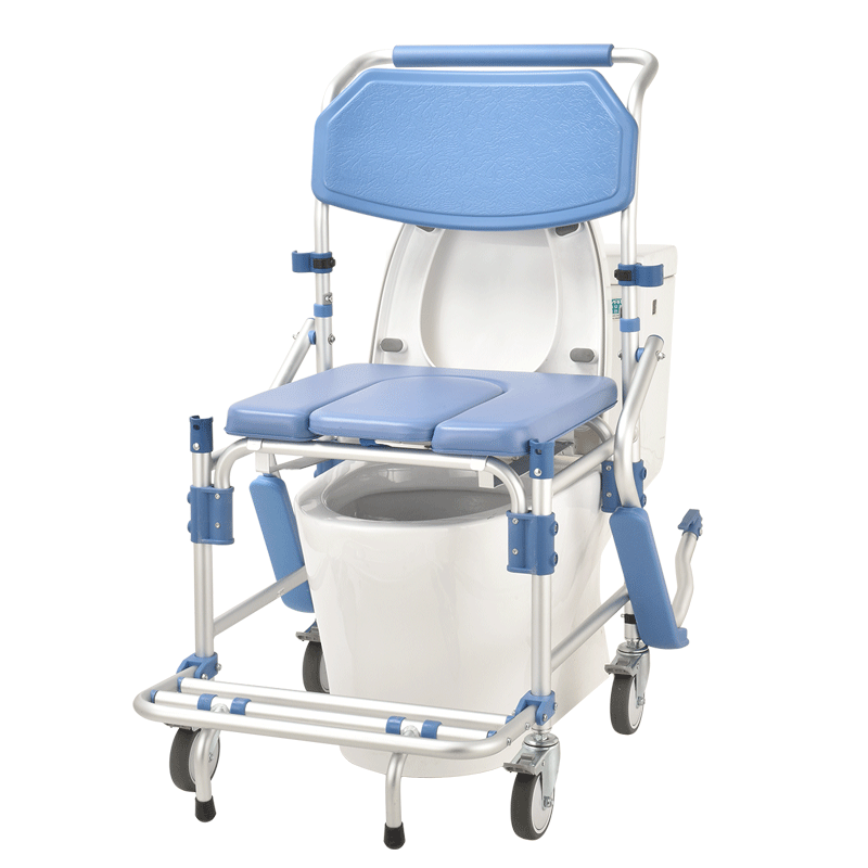 Commode Chair with 4" wheel and Free Backrest Structure - Australian Assistive Technology Centre