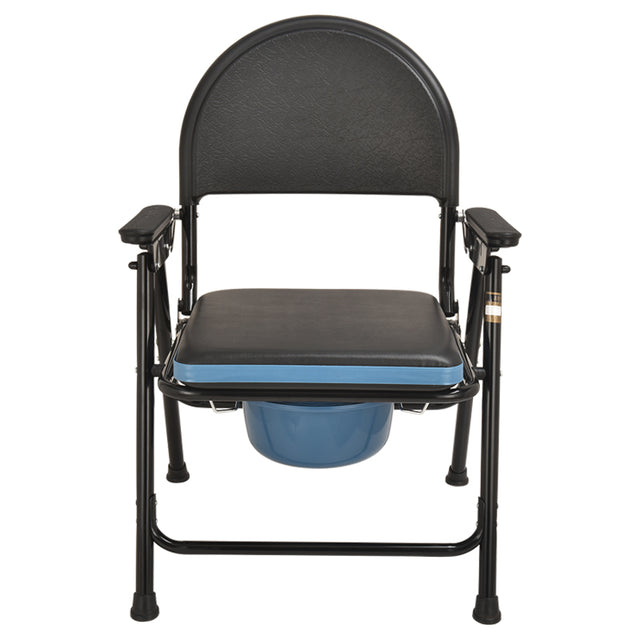 Iron Black Commode Chair with PU Soft Cover - Australian Assistive Technology Centre