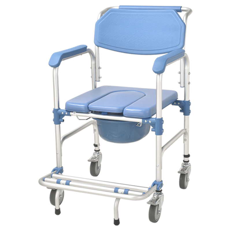 Special 4" wheel Commode Chair with Firm Feet Platform - Australian Assistive Technology Centre