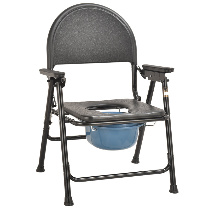 Thick Frame Black Commode Chair with Soft Cover - Australian Assistive Technology Centre