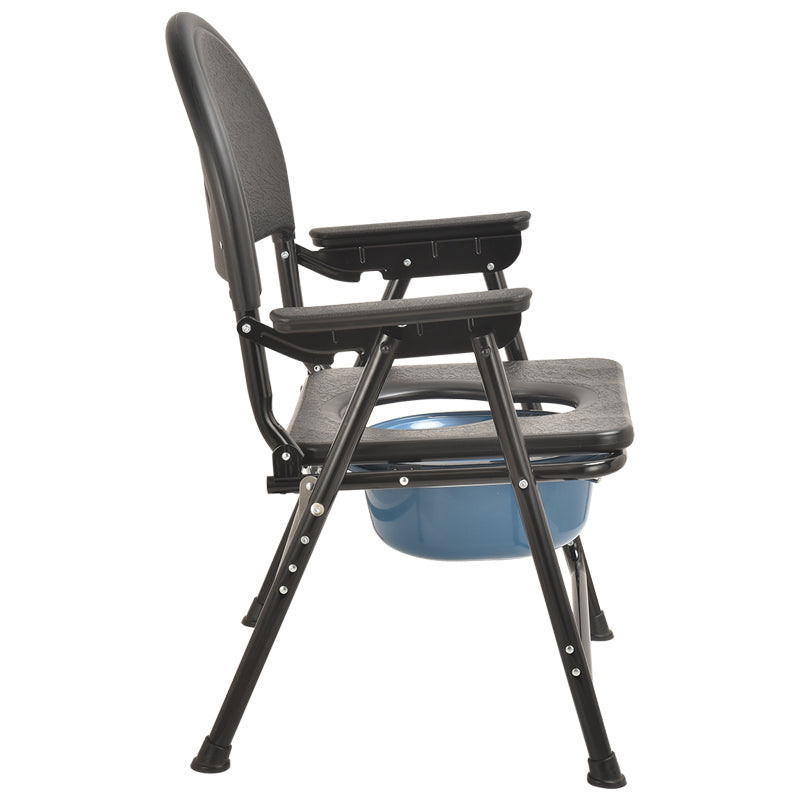 Thick Frame Black Commode Chair with Soft Cover - Australian Assistive Technology Centre