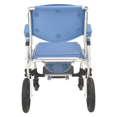 Wheeled Commode Aluminium Chair with 12 inch and 4 inch Wheel - Australian Assistive Technology Centre