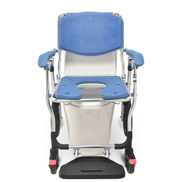 Wheeled Commode Aluminium Chair with 12 inch and 4 inch Wheel - Australian Assistive Technology Centre