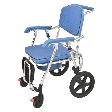 Wheeled Commode Aluminium Chair with 12 inch and 4 inch Wheel - Australian Assistive Technology Centre