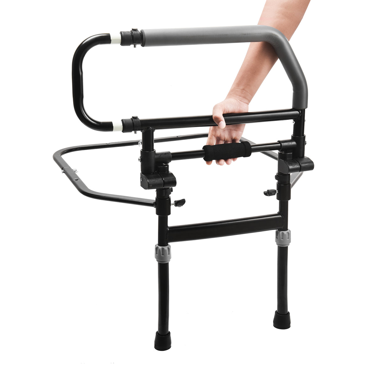 Folding Bedside Keeper Black with Steel Material - Australian Assistive Technology Centre