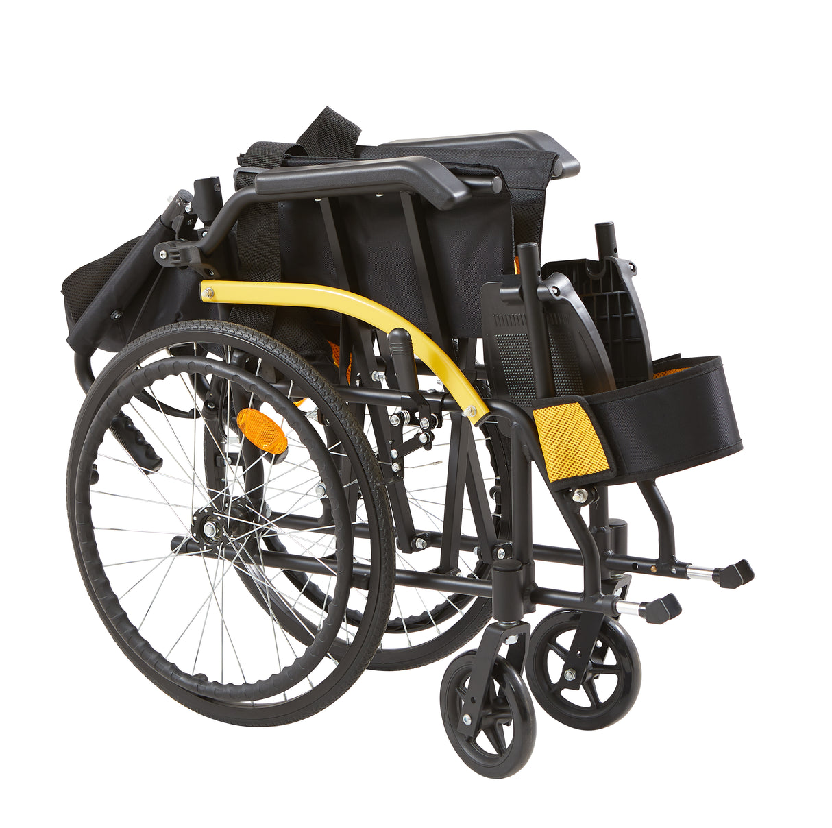 Yellow Manual Wheelchair with Brakes and Power Suspension - Australian Assistive Technology Centre