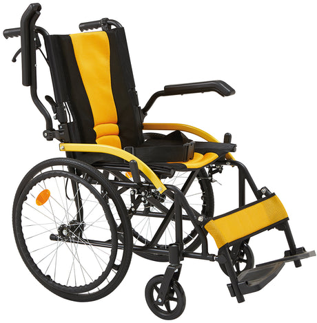 Yellow Manual Wheelchair with Brakes and Power Suspension - Australian Assistive Technology Centre