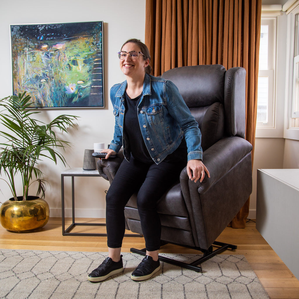 DONATELLO LIFT RECLINER - LATERAL BACKREST CANYON STEEL - Australian Assistive Technology Centre