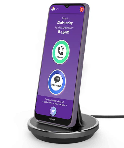 Tabletop Charger for Big Purple Phone - Australian Assistive Technology Centre