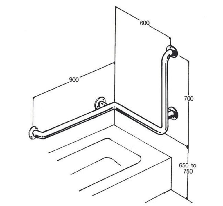 Bath/Shower Rail 32mm Stainless - Australian Assistive Technology Centre