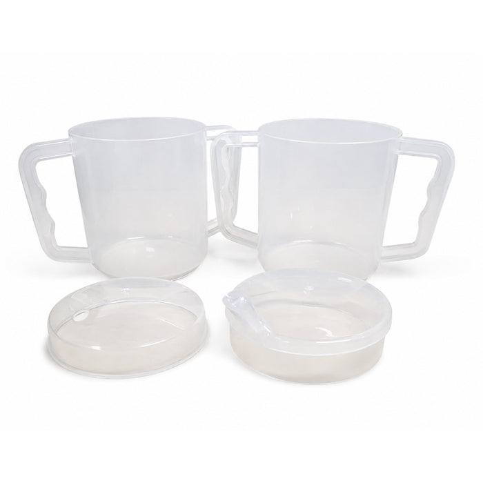 Homecraft Two Handled Mug, 270ml, Pair, with Spout and Splash Lids