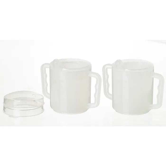 Homecraft Two Handled Mug, 270ml, Pair, with Spout and Splash Lids - Australian Assistive Technology Centre