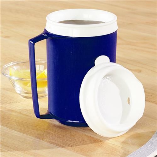 Insulated Mug with Tumbler Lid Blue - Double walled vacuum mug that keeps drinks warm/cold - Australian Assistive Technology Centre