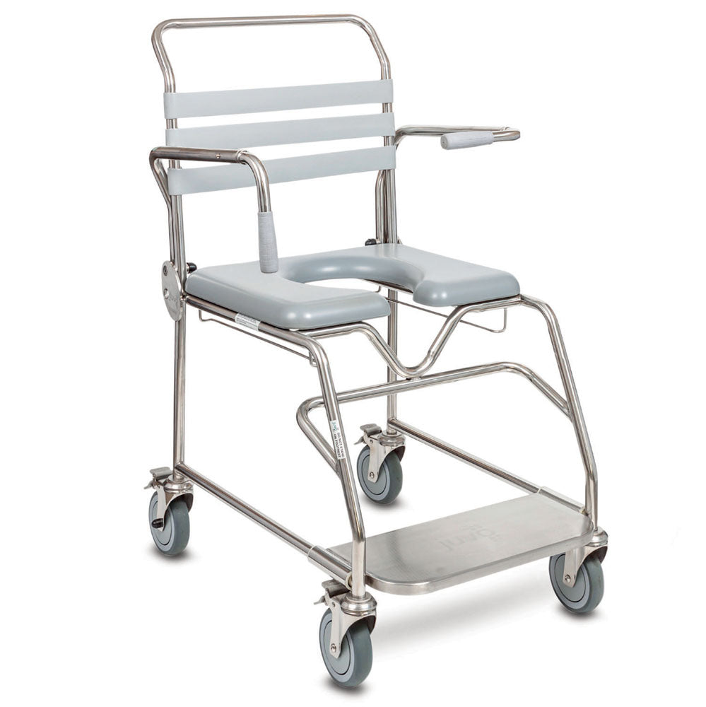 Juvo Mobile Shower Commode – Sliding Footplate - Australian Assistive Technology Centre