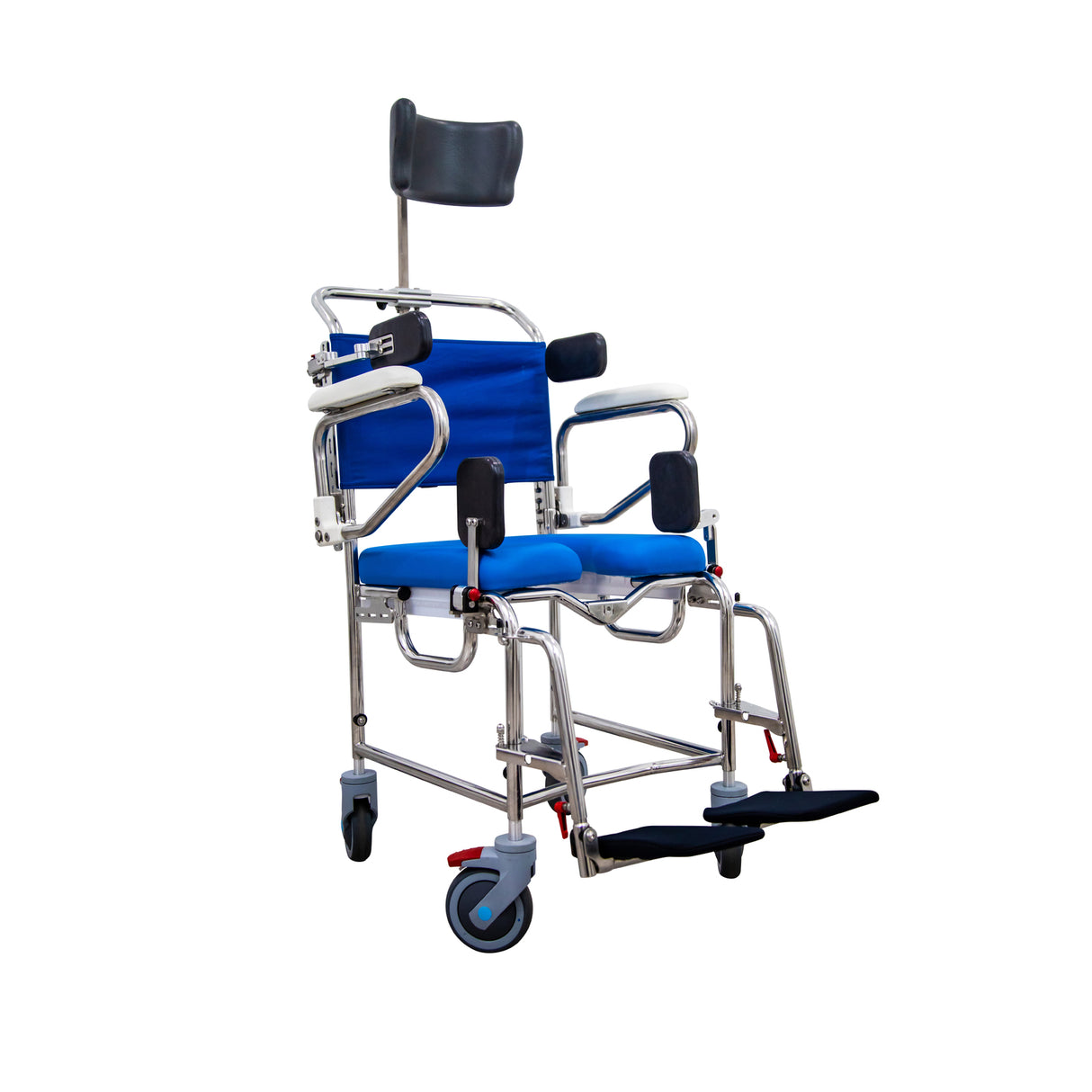 Attendant Propelled Rehab Shower Commode Rehab Shower Commode with 200kg SWL - Australian Assistive Technology Centre
