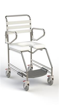 TRANSIT MOBILE SHOWER COMMODE WITH WEIGHT BEARING FOOTPLATE - Australian Assistive Technology Centre