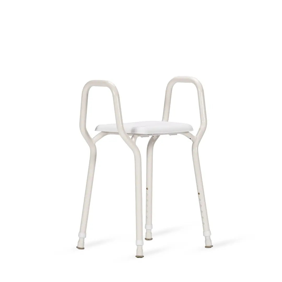KCare Heavy Duty Shower Stool Clip-on Plastic Seat with Arms Aluminium - Australian Assistive Technology Centre