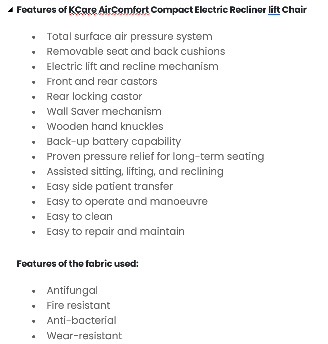 Air Comfort Compact Lift Chair – Dual Motor - Australian Assistive Technology Centre
