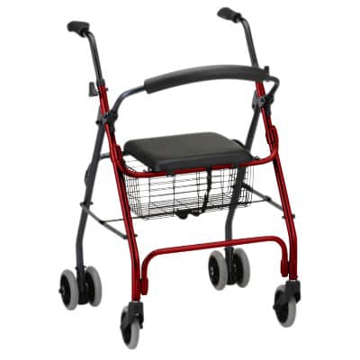 Days Seat Walker with Compression Brakes and Curved Backrest - Red