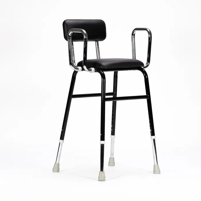 KCare Kitchen Perching Stool with Arms Black - Australian Assistive Technology Centre