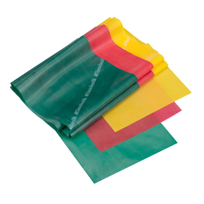 THERABAND Resistance Exercise Bands, Beginner Home Pack, contains Yellow, Red, Green 1.5m bands
